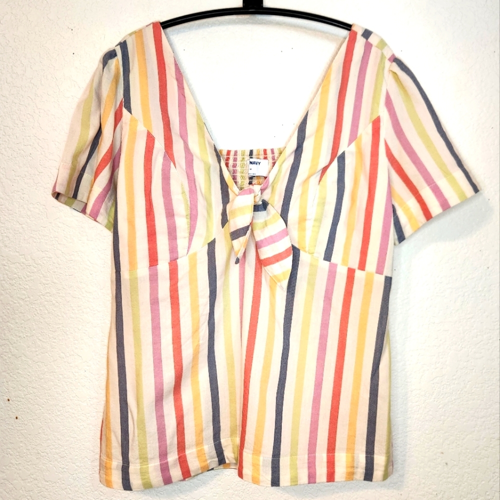 Old Navy‎ Knot Front Colorful Striped Women's Top, M